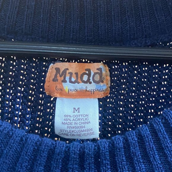 Like NEW! Kohls Year 2000 - Mudd Sweater Blouse Woven Blue - Medium Juniors - Picture 3 of 3